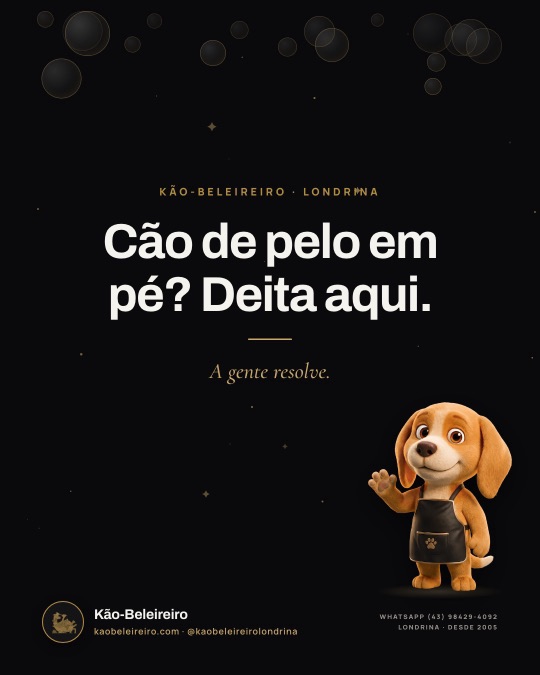 Cão de pelo em pé? Deita aqui.
