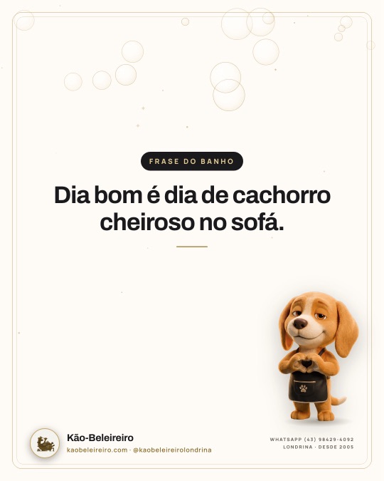Dia bom é dia de cachorro cheiroso no sofá.